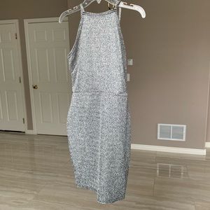 High neck silver mini dress